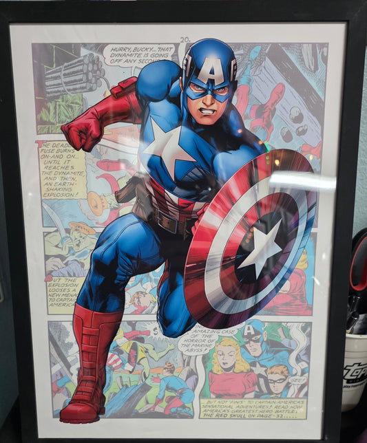 Framed Canvas - Marvel - Captain America - 12x16