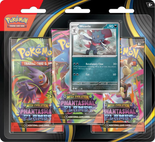 2025 Pokemon Phantasmal Flames 3 Pack Blister. New.
