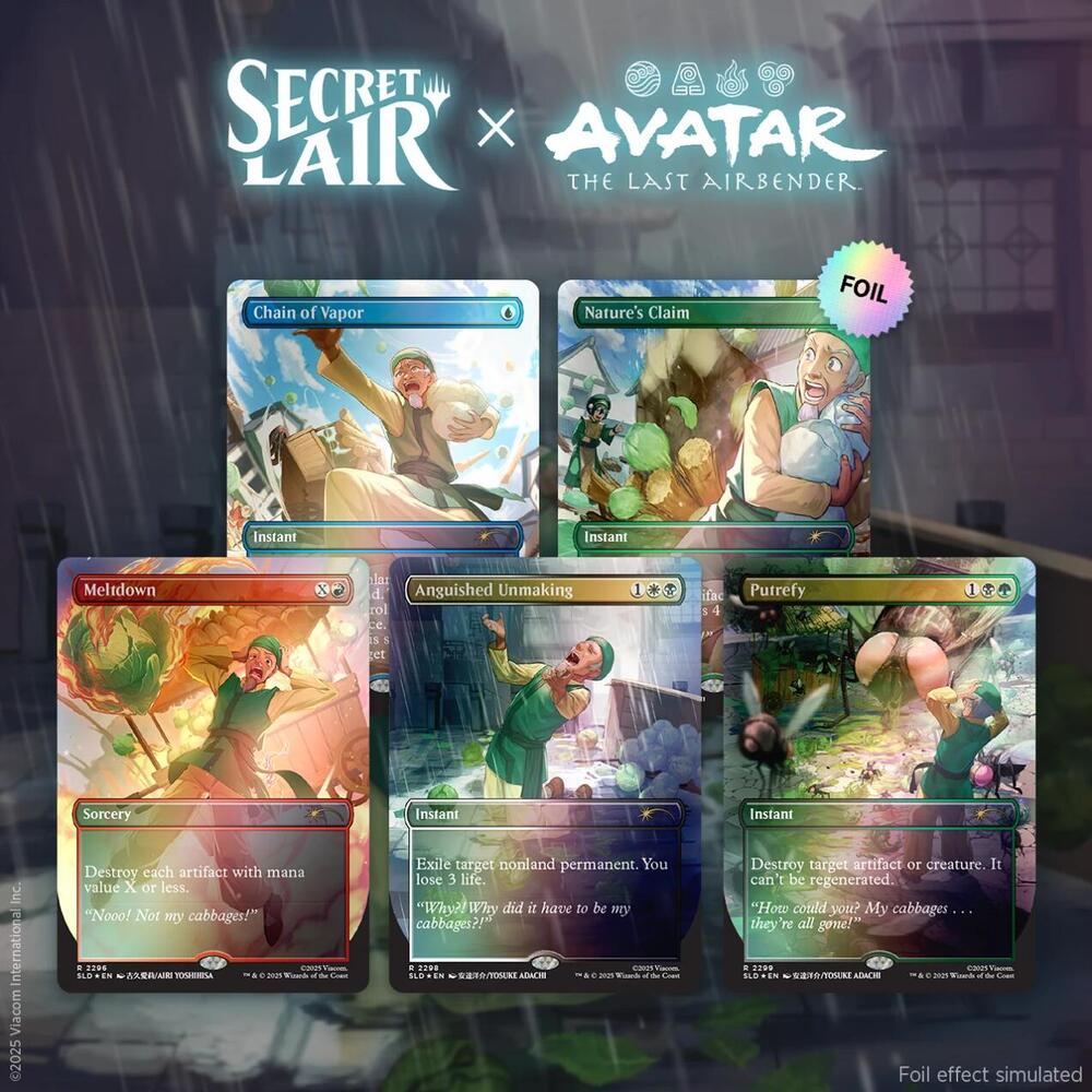 Magic the Gathering Secret Lair x Avatar: The Last Airbender: My Cabbages! - Rainbow Foil Edition - Secret Lair Drop Series