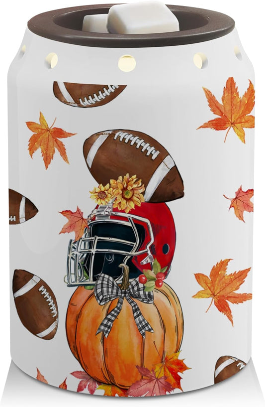 Football Gift Wax Melt Warmer, Ceramic Wax Melt Warmer for Scented Wax Scent Oil Candle, Fall Decorations for Home, Pumpkins Electric Wax Warmer for Livingroom Kitchen Bathroom Home, Fall Gift