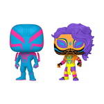 Funko Pop Marvel Pop! Spider-Man 2099 & Spider-Man India (Black Light) 2-Pack. New in box.