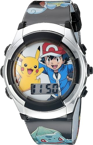 Accutime Kids Pokemon Pikachu and Ash Digital LCD Quartz Watch for Boys, Girls, and Adults All Ages. New. Black.