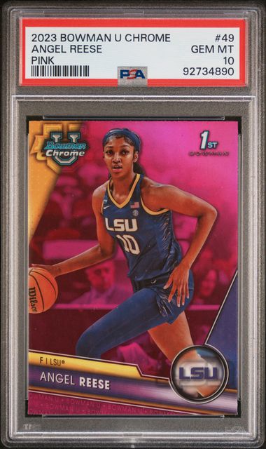 2023 Bowman Chrome U Angel Reese 1st Bowman. Pink #49 Graded PSA 10!