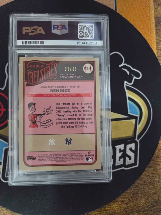 2025 TOPPS 95/99 Ben Rice PSA Gem Mint 10