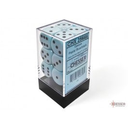 Chessex Opaque 16mm d6 Pastel Blue/black Dice Block(12 dice).