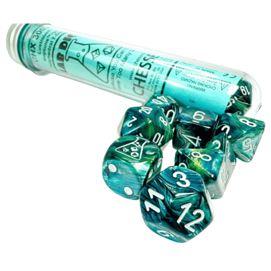 Chessex - Dice Poly Lab 9 Lustrous Neptune/Grey 7ct set