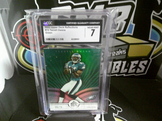 2025 Upper Deck Reflections - #72 Terrell Owens - Green - Rookie - 18/75 - CGC 7