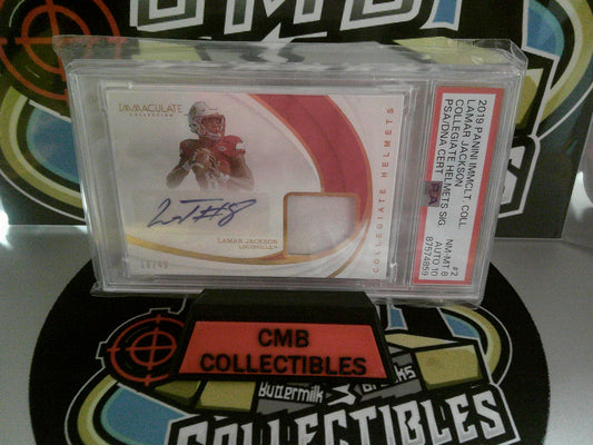 2019 Panini Immclt. Coll. #2 Lamar Jackson - PSA 8 NM-MT / AUTO 10