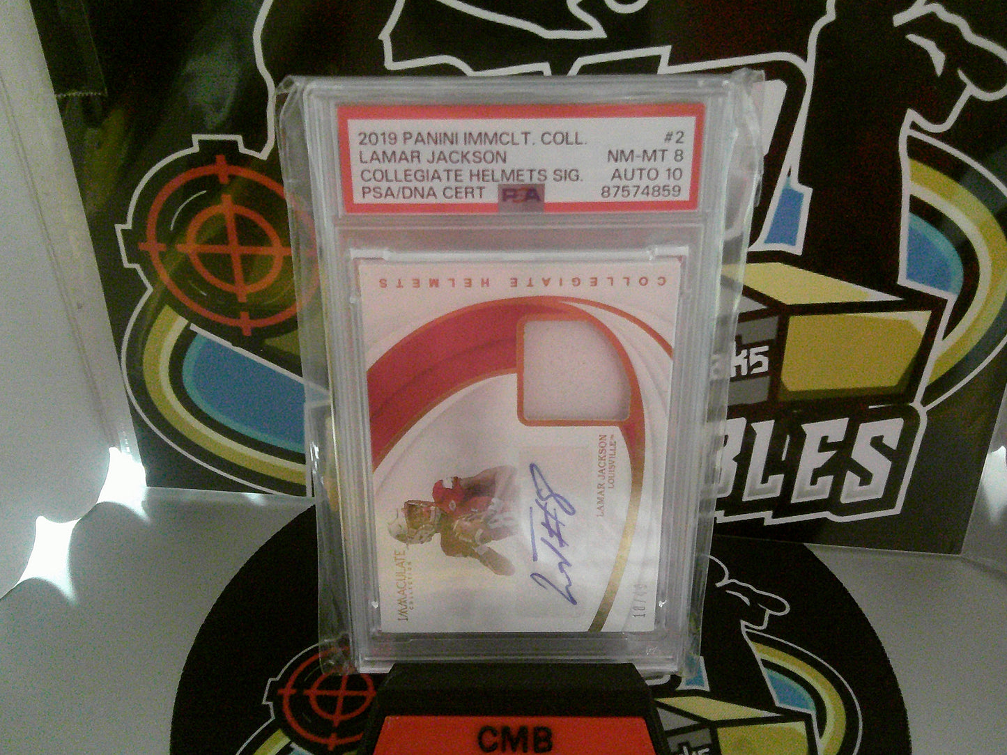 2019 Panini Immclt. Coll. #2 Lamar Jackson - PSA 8 NM-MT / AUTO 10