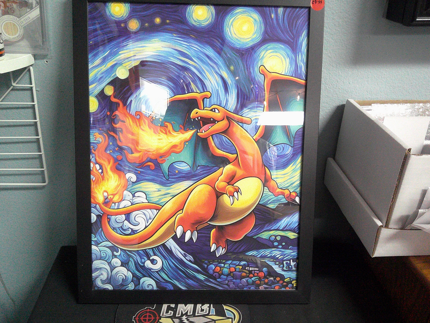 Framed Canvas - Pokemon - Charizard Starry Night - 12x16
