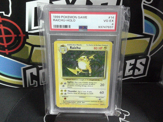 1999 Pokemon Game - RAICHU-HOLO - PSA 4.