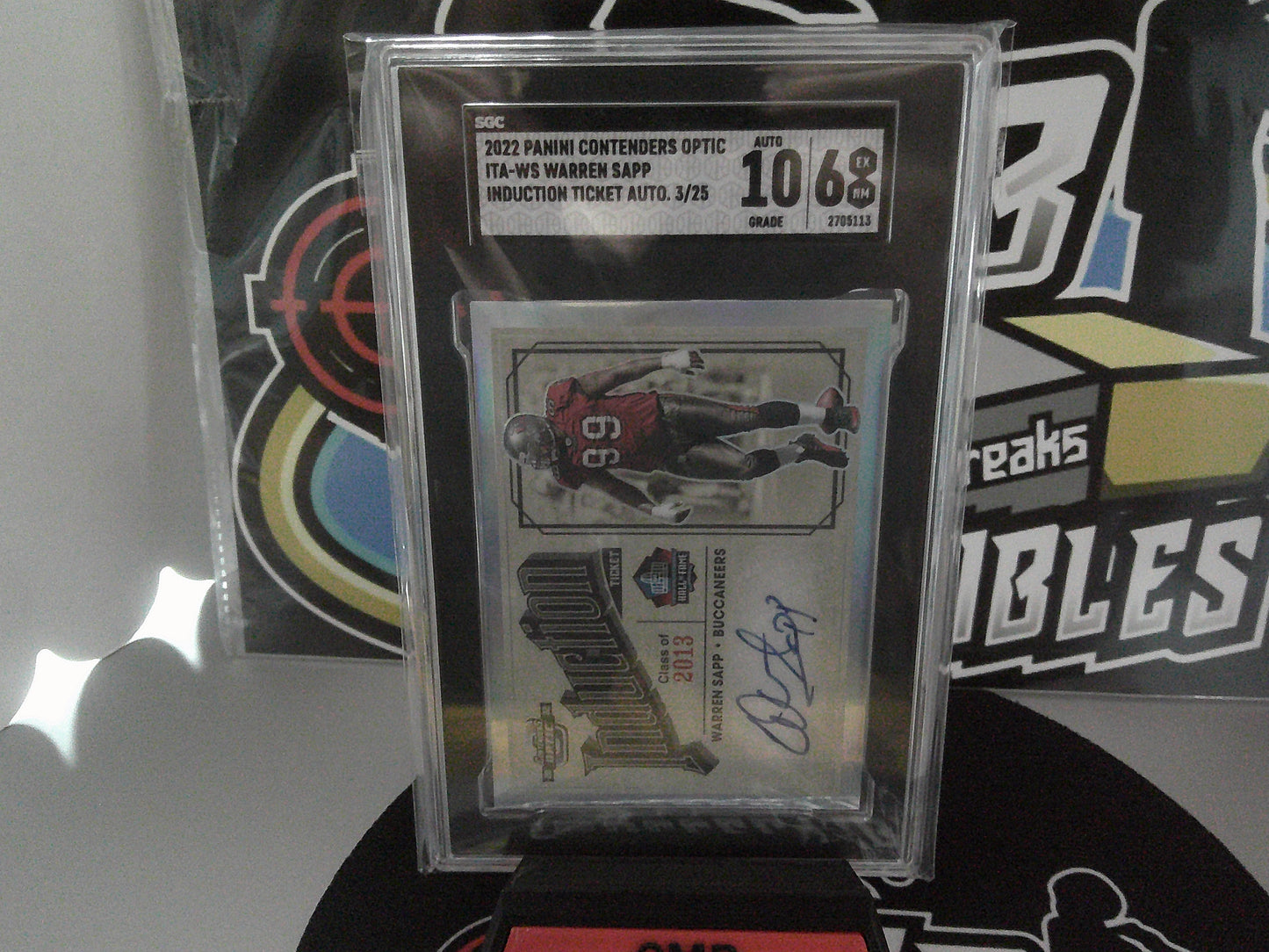 2022 Panini Contenders Optic #ITA-WS Warren Sapp - AUTO 10/ 6 EX-NM