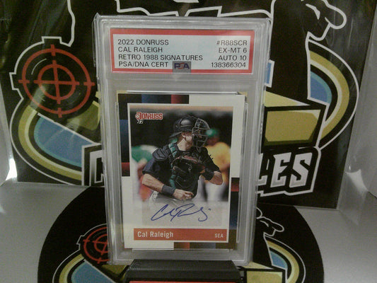 2022 Donruss #R88SCR Cal Raleigh - PSA EX-MT 6/ Auto 10