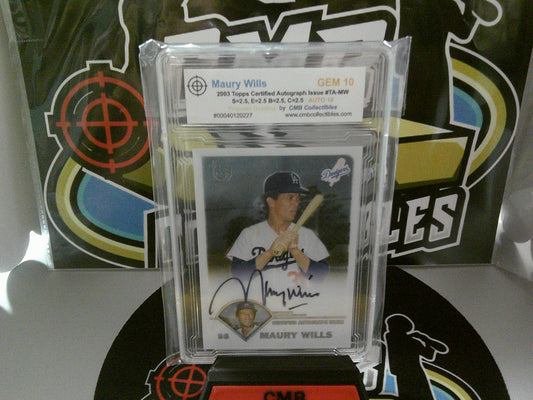 2003 Topps Auto #TA-MW Maury Wills - Grade GEM 10