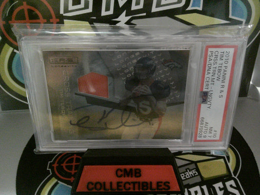 2010 Panini R&S #10 Tim Tebow - PSA 7 NM - AUTO 9