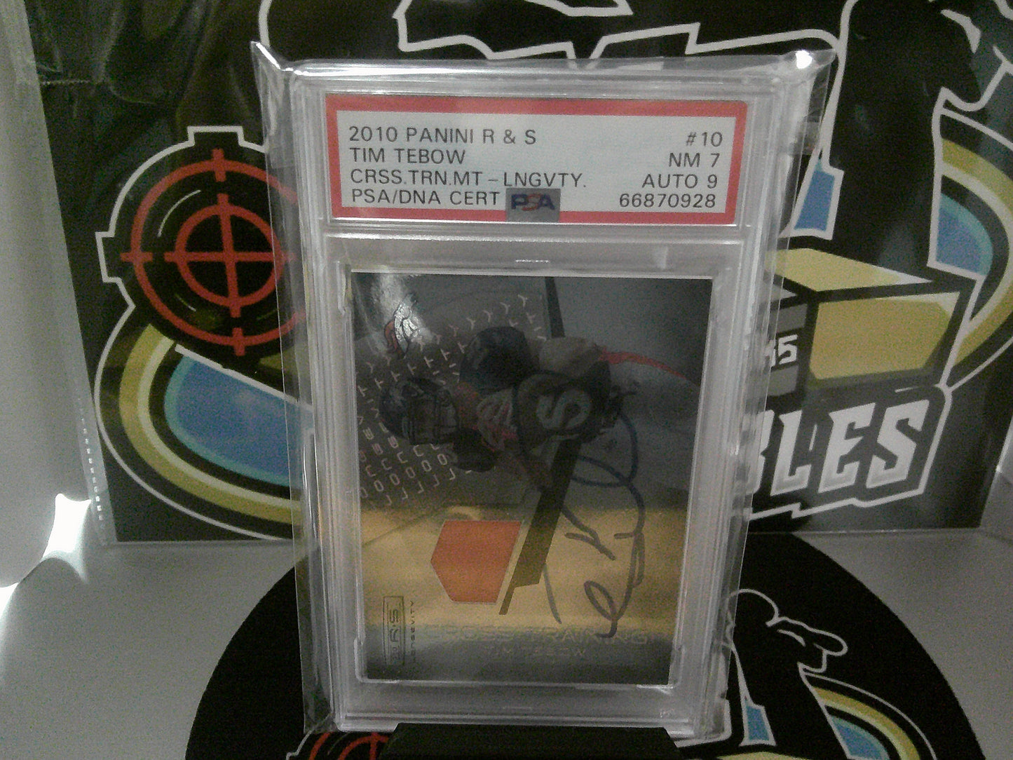 2010 Panini R&S #10 Tim Tebow - PSA 7 NM - AUTO 9