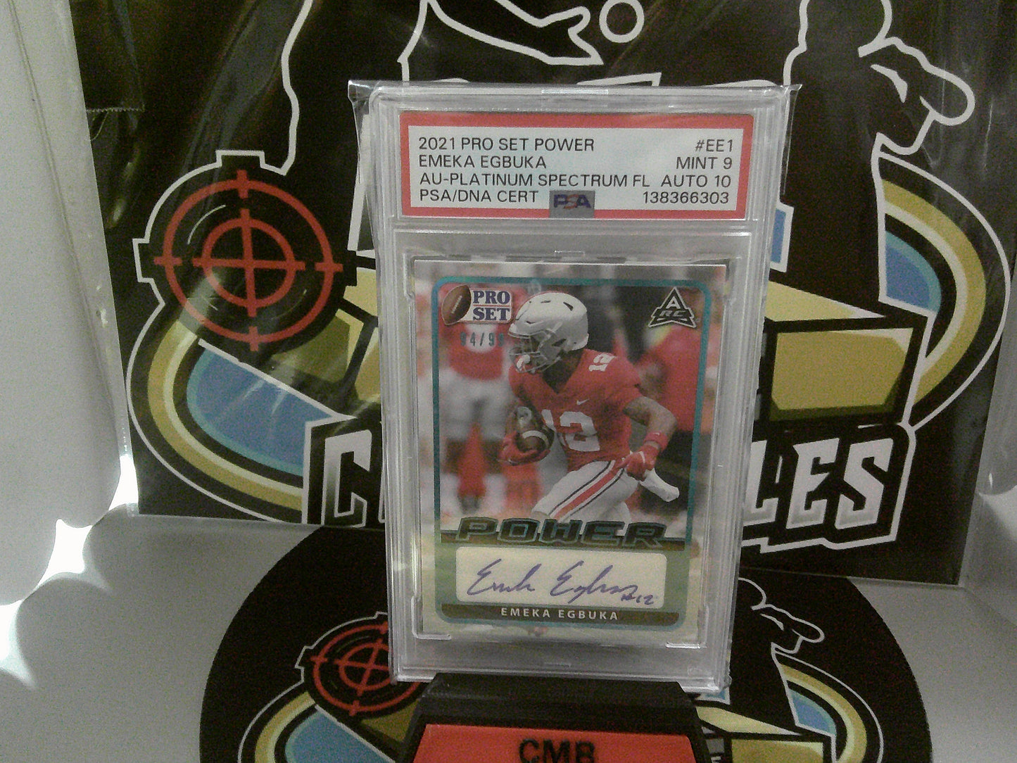 2021 Pro Set Power #EE1 Emeka Egbuka - PSA Mint 9/ Auto 10