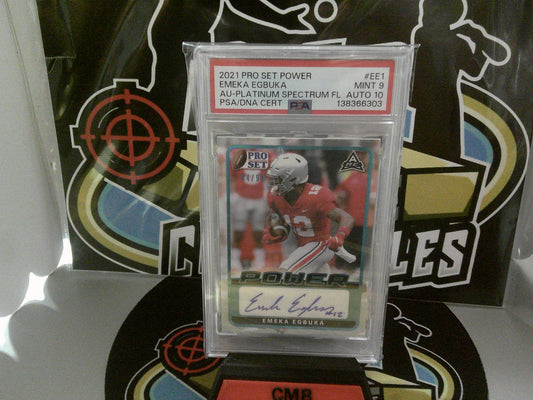 2021 Pro Set Power #EE1 Emeka Egbuka - PSA Mint 9/ Auto 10