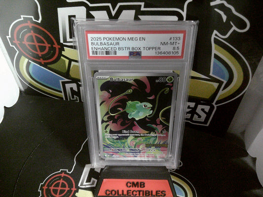 2025 POKEMON MEG EN BULBASAUR ENCHANCED BSTR BOX TOPPER PSA 8.5