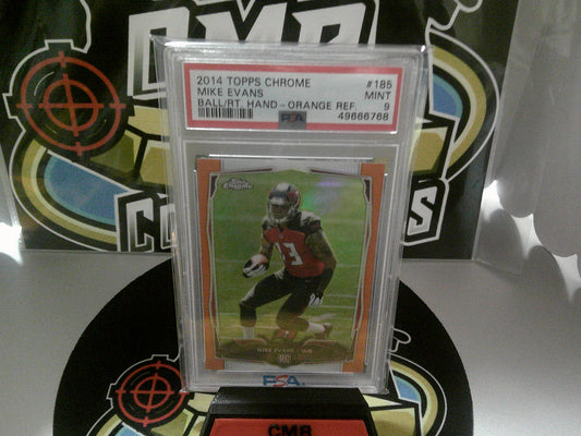 2014 Topps Chrome #185 Mike Evans Ball/RT. Hand - Orange Ref - PSA 9 MINT