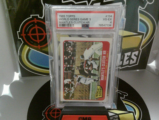 1965 Topps World Series Game 3 Mantles Clutch HR #134 - PSA 4