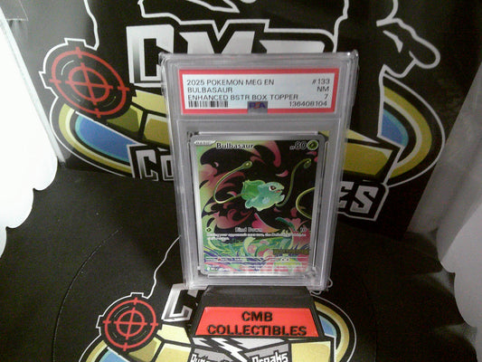 2025 POKEMON MEG EN BULBASAUR ENCHANCED BSTR BOX TOPPER PSA 7