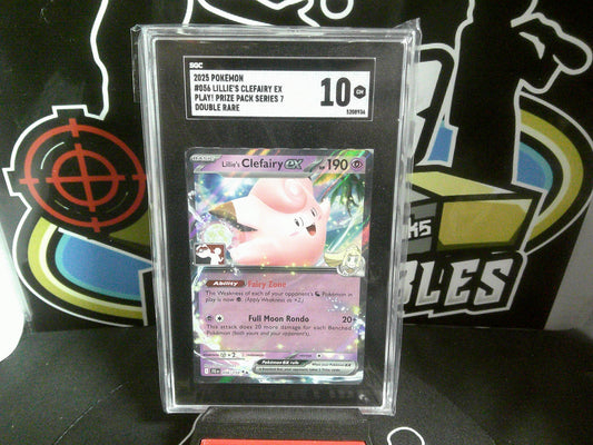 2025 POKEMON #056 LILLIE'S CLEFAIRY EX PLAY! PRIZE PACK SERIES 7 DOUBLE RARE. SGC 10