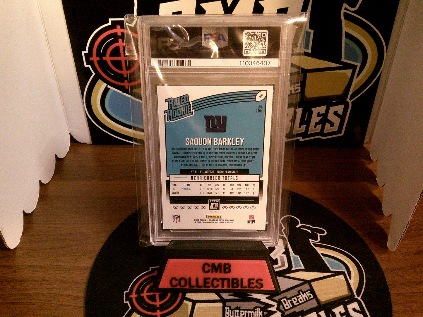 2018 Panini Donruss Optic Saquon Barkley Rated Rookie #156 PSA 10