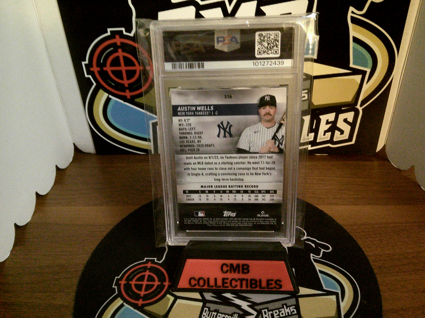 2024 Stadium Club Austin Wells Chrome #216 PSA 9