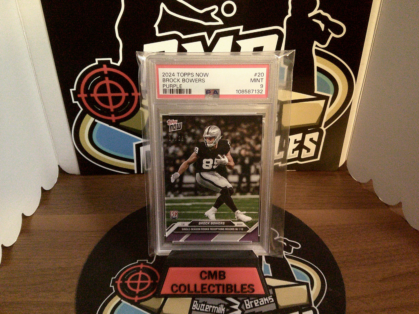 2024 Topps Now Brock Bowers Purple #20 PSA 9