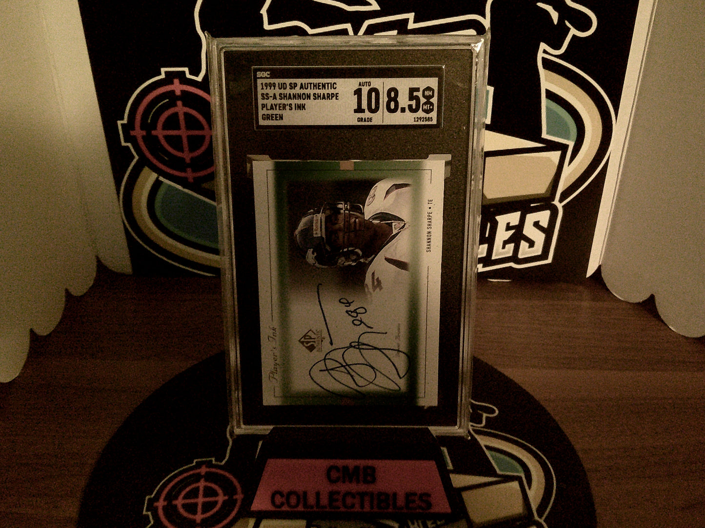 1999 UD SP Authentic SS-A Shannon Sharpe Player's Ink Green Auto 10 SGC 8.5