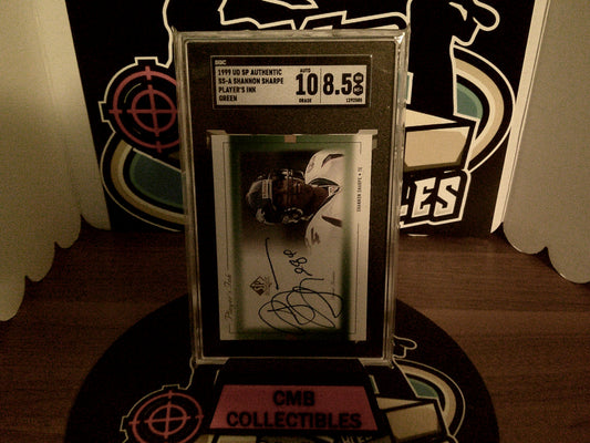 1999 UD SP Authentic SS-A Shannon Sharpe Player's Ink Green Auto 10 SGC 8.5
