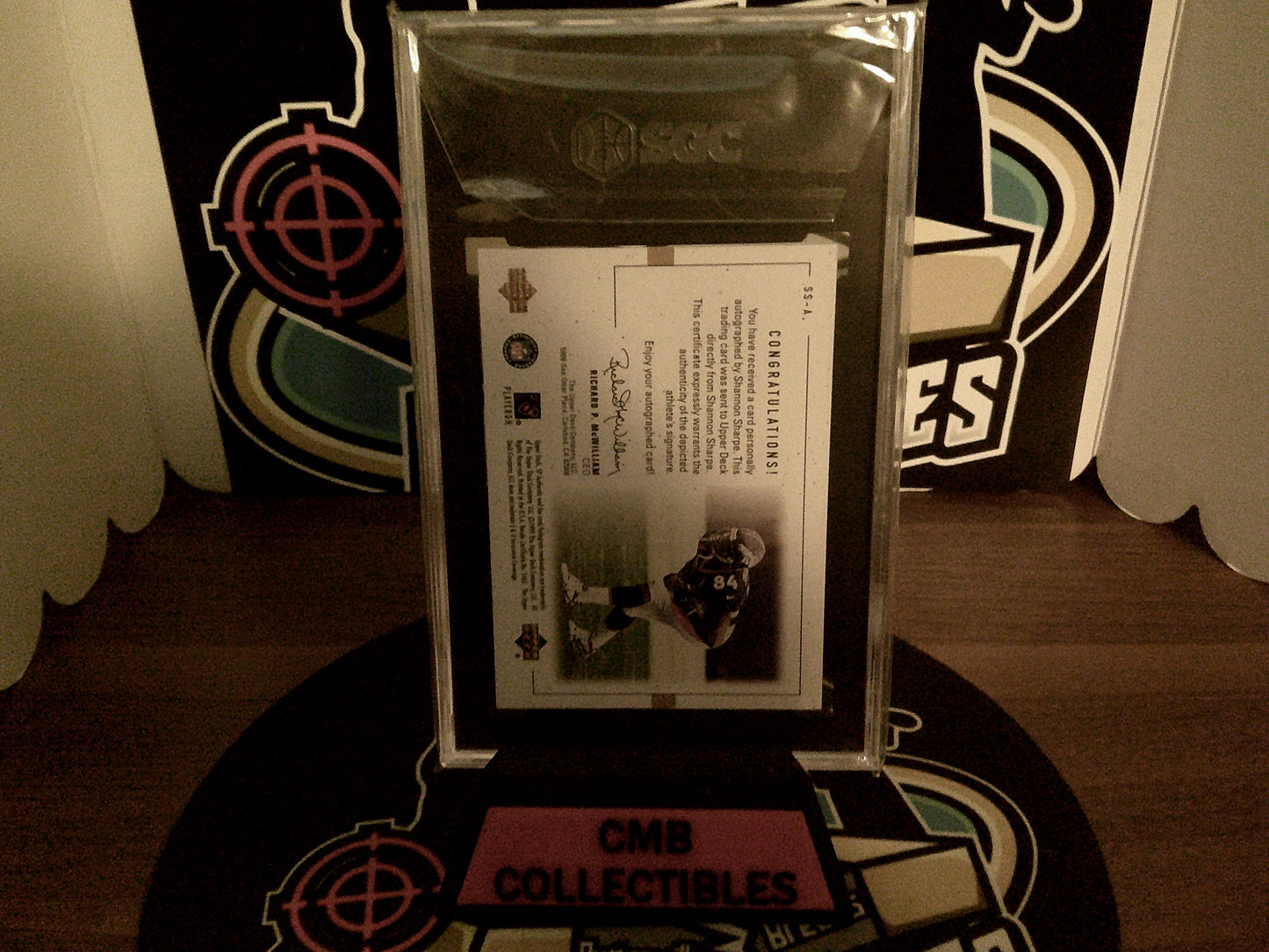 1999 UD SP Authentic SS-A Shannon Sharpe Player's Ink Green Auto 10 SGC 8.5