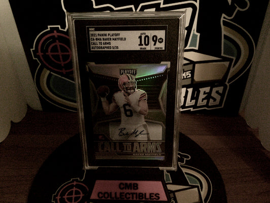 2021 Panini Playoff CA-BMA Baker Mayfield Call to Arms Autographed 5/25 Auto 10 SGC 9