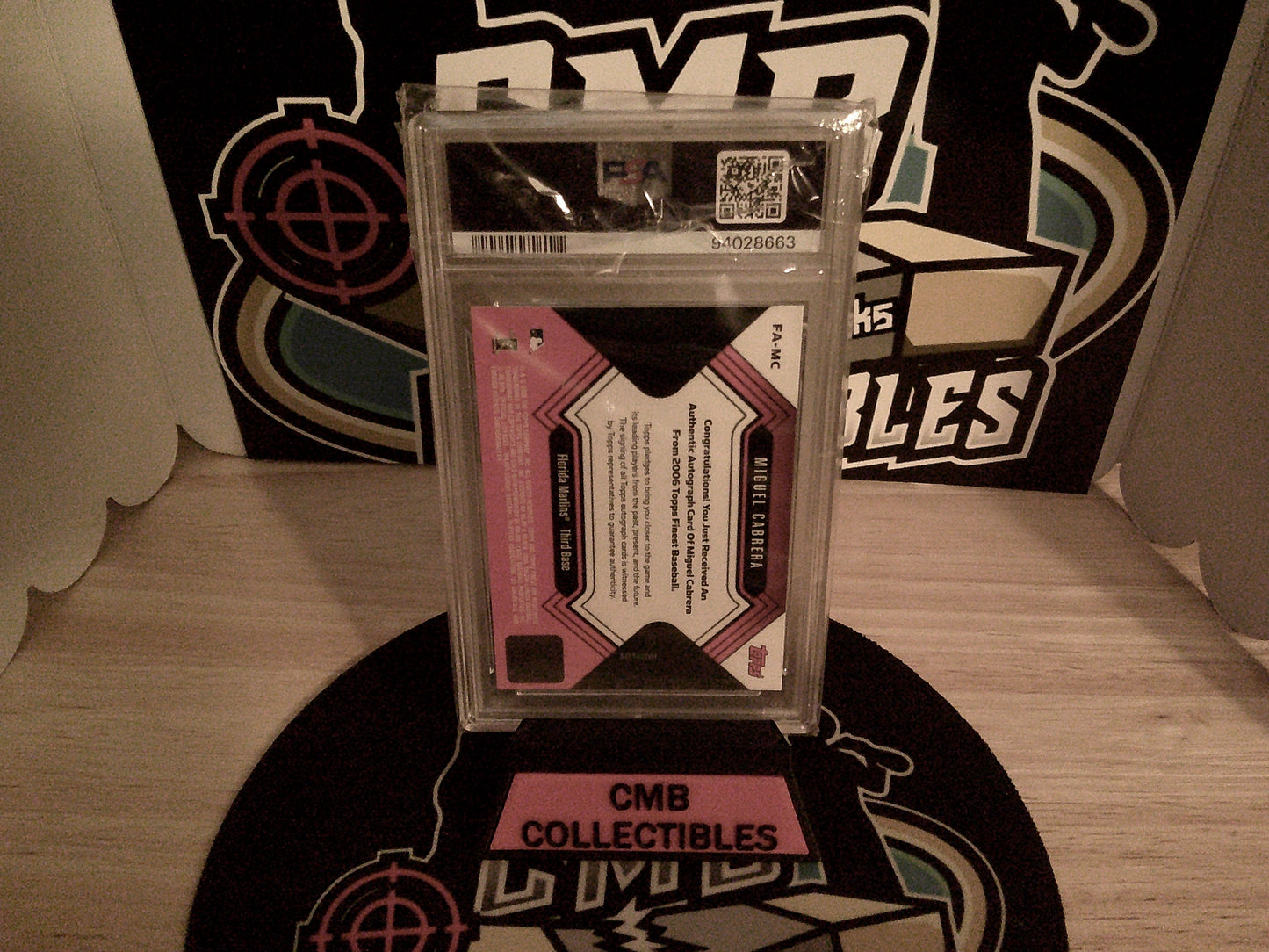 2006 Finest Autographs Miguel Cabrera Refractor PSA/DNA Cert #FAMC PSA9 Auto 10