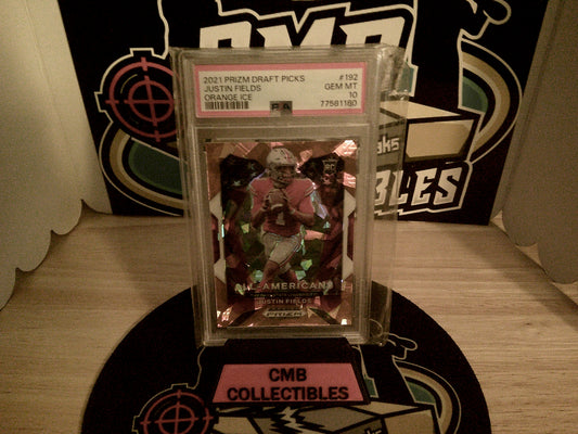 2021 Prizm Justin Fields Orange Ice #192 PSA 10