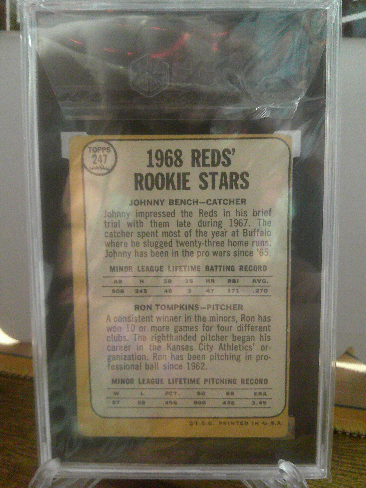 1968 TOPPS JOHNNY BENCH ROOKIE SGC 2