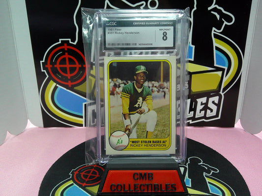1981 Fleer #351 Rickey Henderson CGC 8