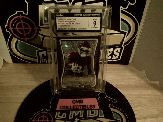 2020 Leaf Metal Draft Portrait Autographs 2/30 #BAP-CL2 CeeDee Lamb Purple Marble CGC 9 Auto 10