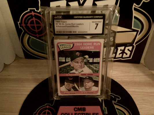 1965 Topps #3 '64 AL Home Run Leaders Killebrew/Powell/Mantle CGC 7