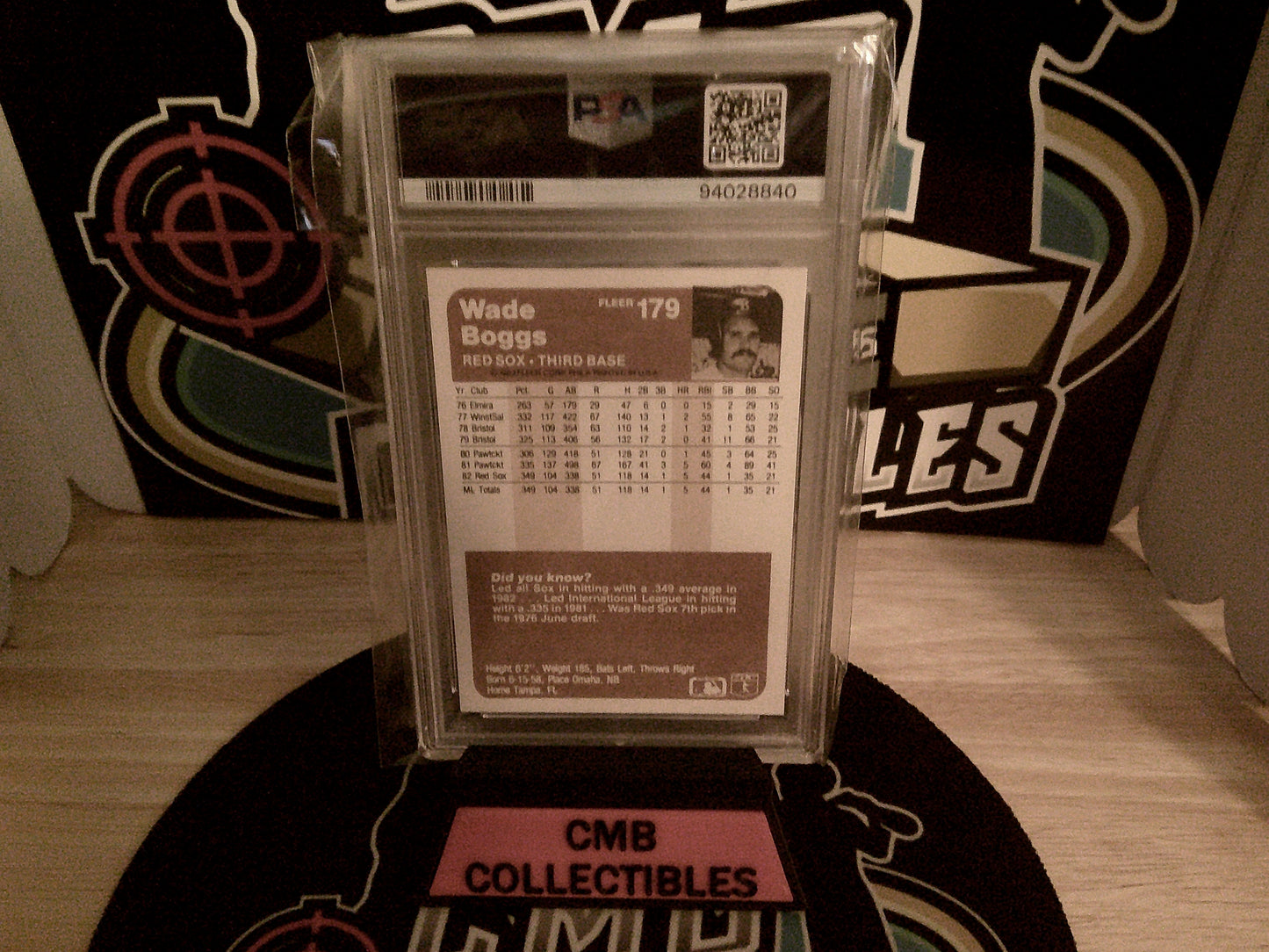 1983 Fleer Wade Boggs #179 PSA 8