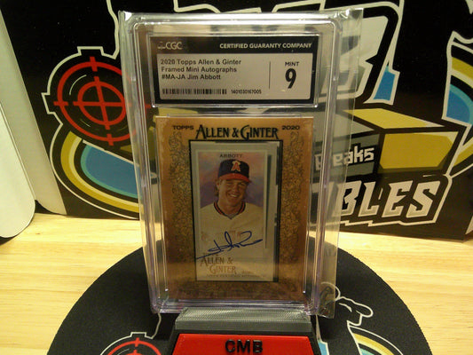 2020 Topps Allen & Ginter Framed Mini Autographs #MA-JA Jim Abbott CGC 9 Auto 10