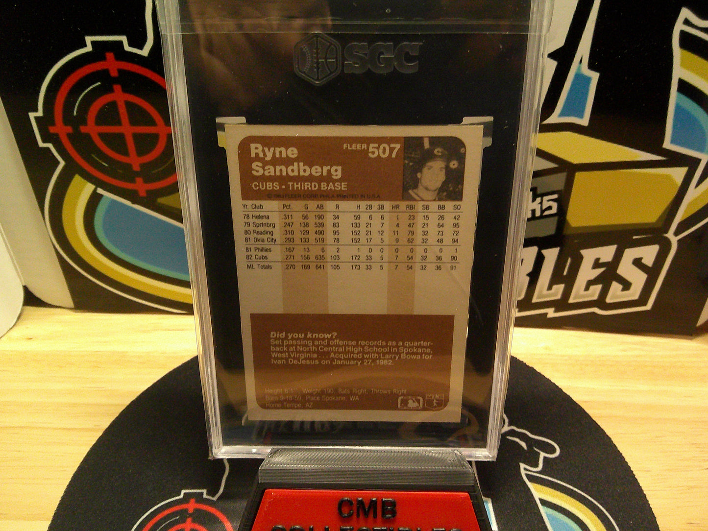 1983 Fleer #507 Ryne Sandberg SGC 8