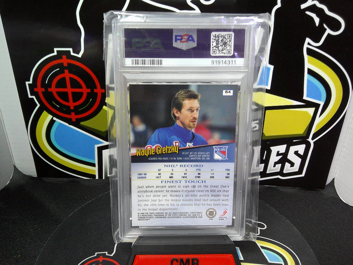 1998 Finest Wayne Gretzky W/Coating #64 PSA 9