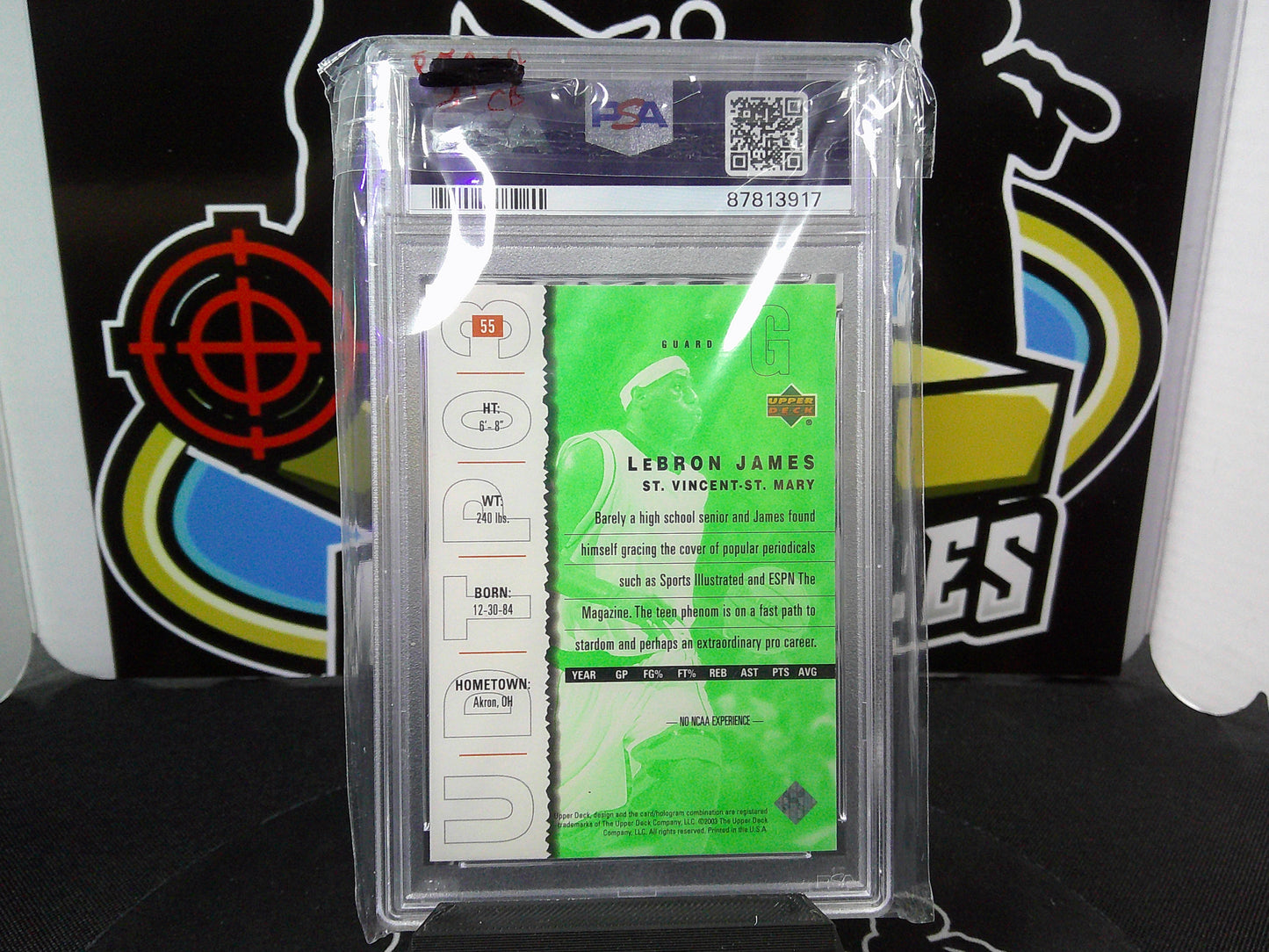 2003 UD Top Prospects LeBron James #55 PSA 8