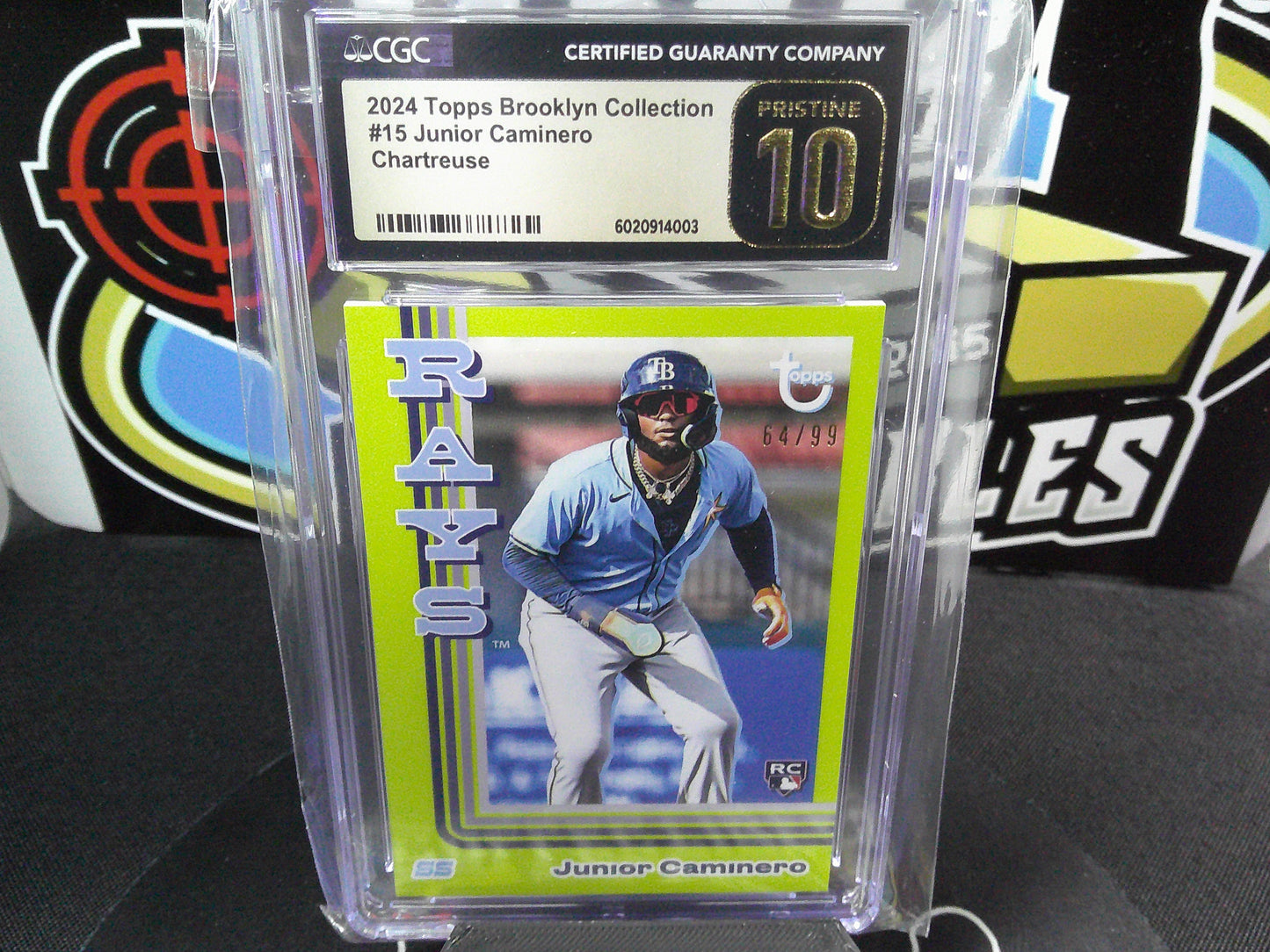 2024 Topps Brooklyn Collection #15 Junior Caminero Chartreuse 64/99 CGC Pristine 10