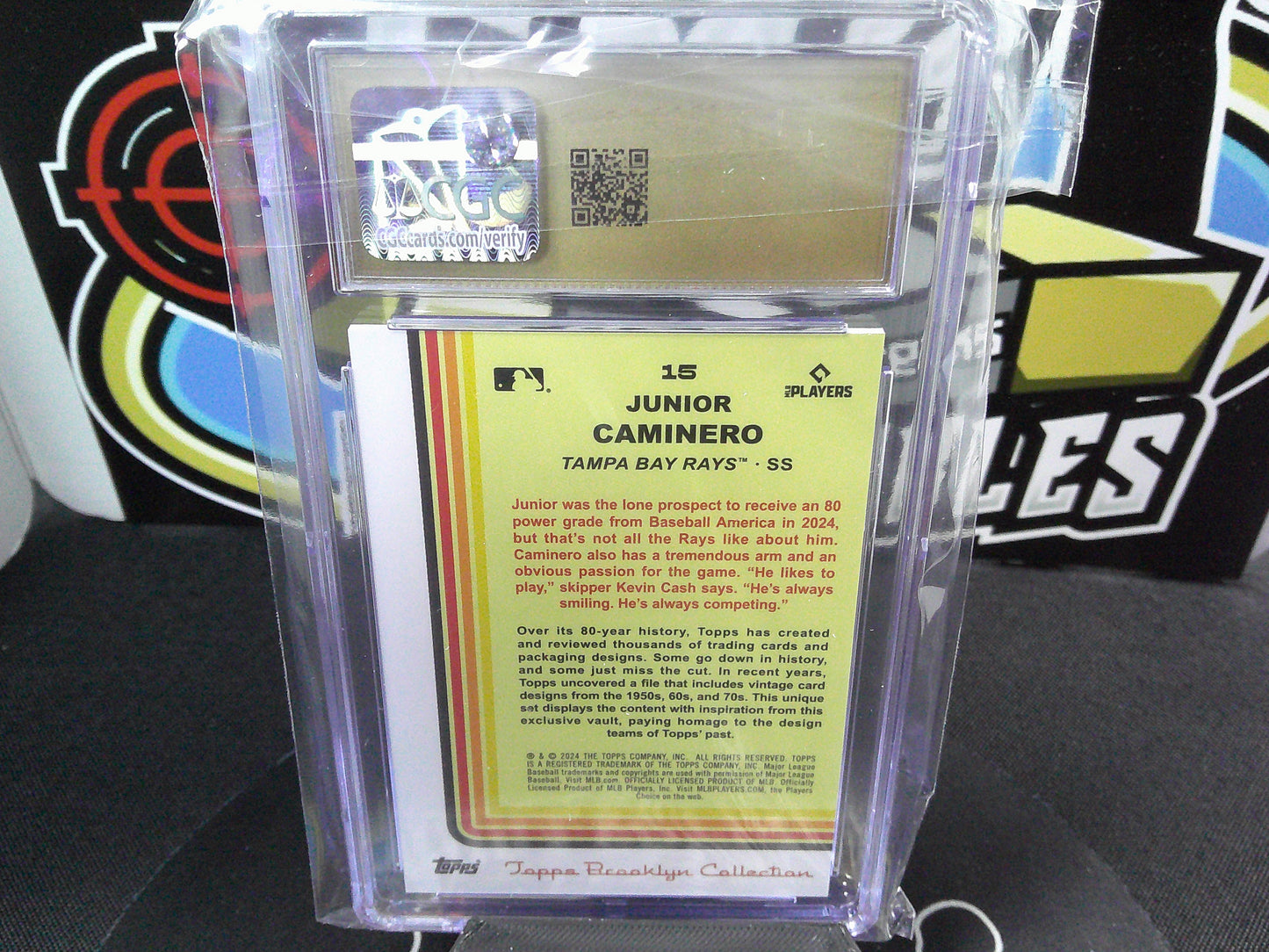 2024 Topps Brooklyn Collection #15 Junior Caminero Chartreuse 64/99 CGC Pristine 10