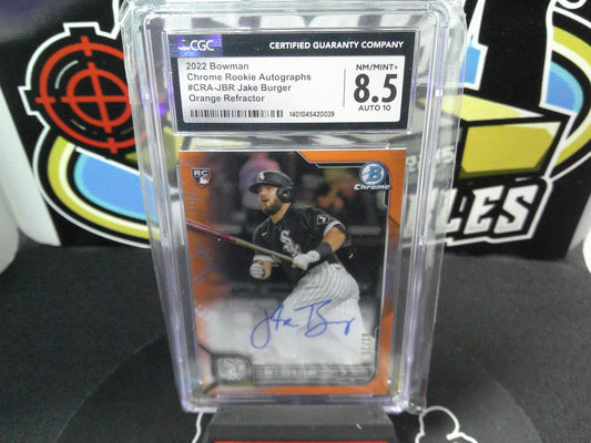 2022 Bowman Chrome Rookie Autographs #CRA-JBR Jake Burger 01/25 Orange Refractor CGC 8.5/10