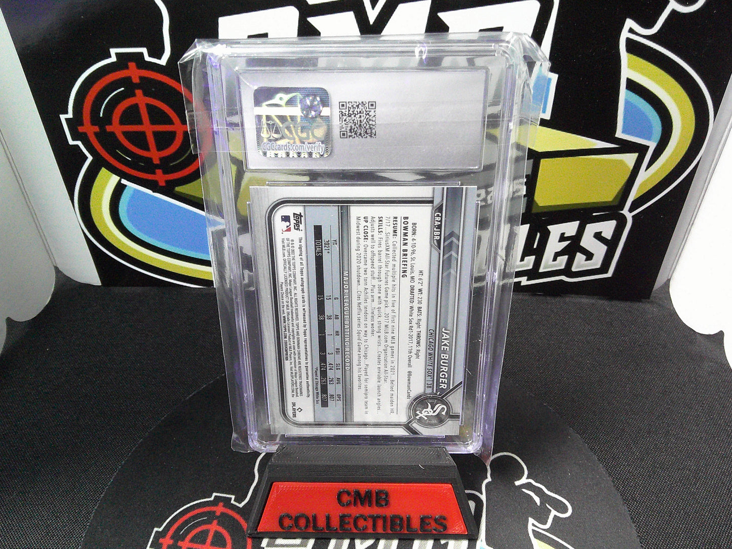 2022 Bowman Chrome Rookie Autographs #CRA-JBR Jake Burger 01/25 Orange Refractor CGC 8.5/10