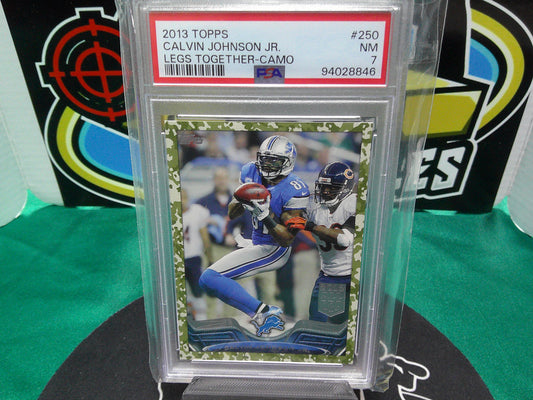 2013 Topps Calvin Johnson Jr. Legs Together-Camo #250 PSA 7